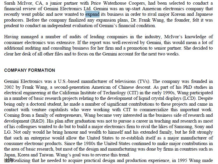 gemini electronics case study recommendations