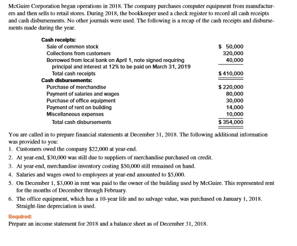 Solved McGuire Corporation began operations in 2018. The | Chegg.com