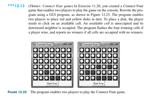 Solved In Exercise 11.20. you created a Connect Four game | Chegg.com