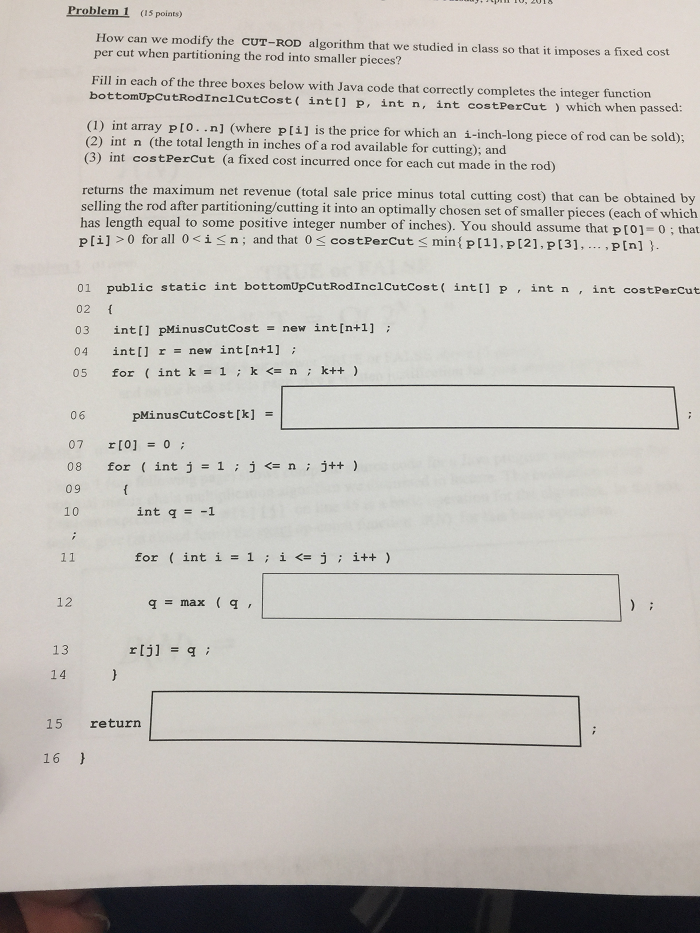 Solved Problem 1 (15 points) How can we modify the CUT-ROD | Chegg.com