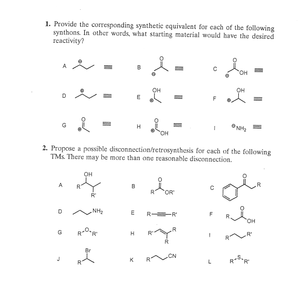 Solved Provide The corresponding synthetic equivalent for | Chegg.com