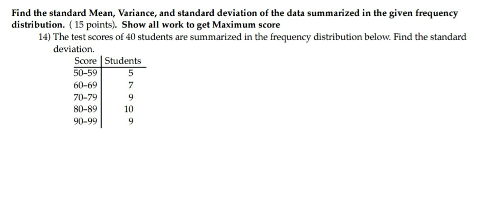 Solved Find the standard Mean, Variance, and standard | Chegg.com
