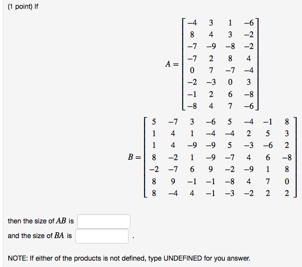 Solved 1 Point If 4 3 6 8 4 3 2 7 2 8 4 1 2 6 8 8 476 1 Chegg