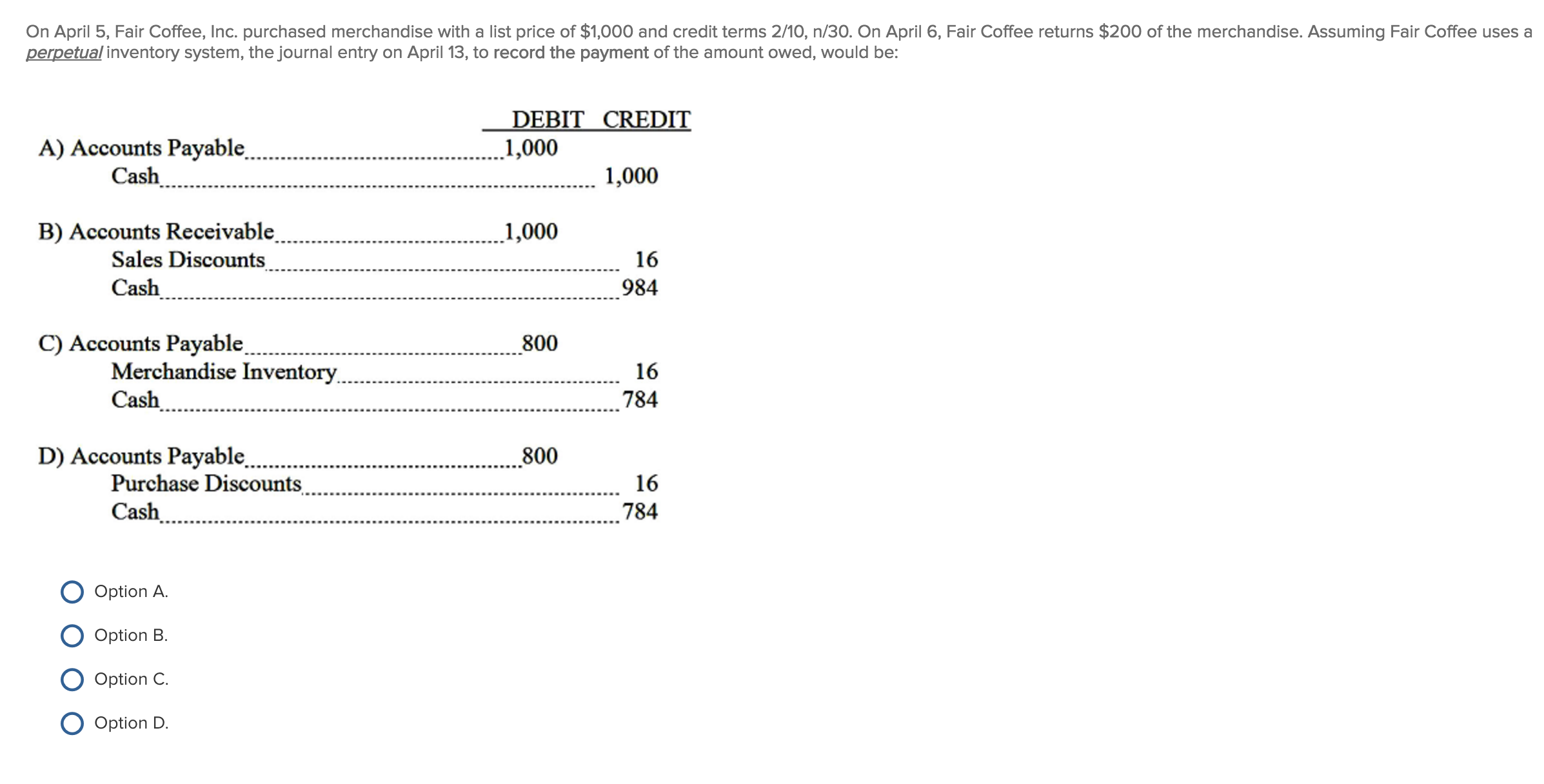 Solved On April 5. Fair Coffee, Inc. Purchased Merchandise 