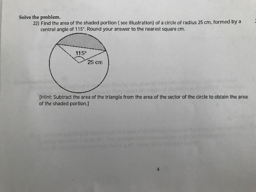 Solved Find the area of the shaded portion (see | Chegg.com