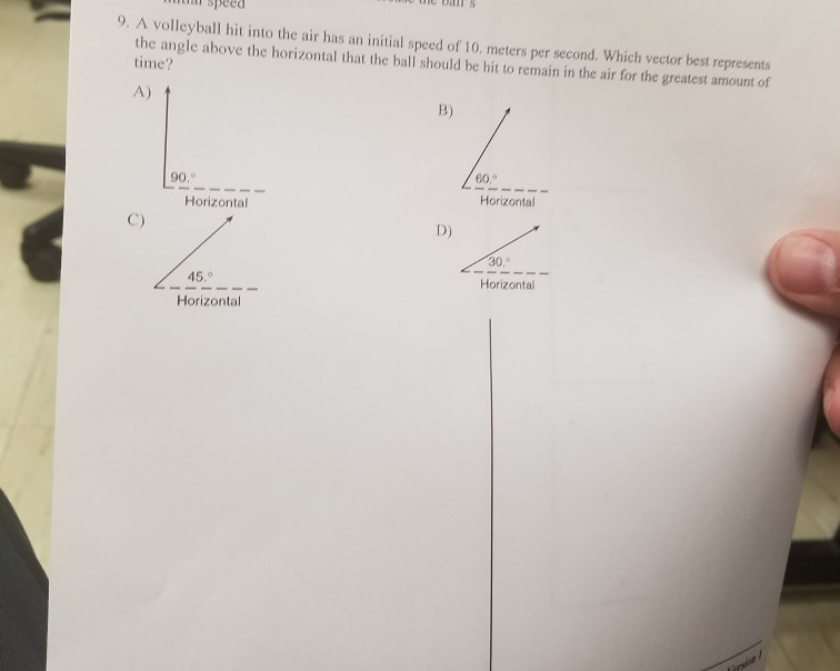 Solved speed 9. A volleyball hit into the air has an initial