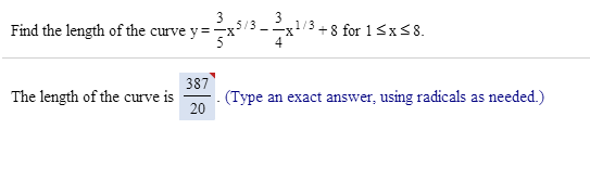 Solved Find The Length Of The Curve Y 3 5x 5 3 3 4x 1 3 Chegg