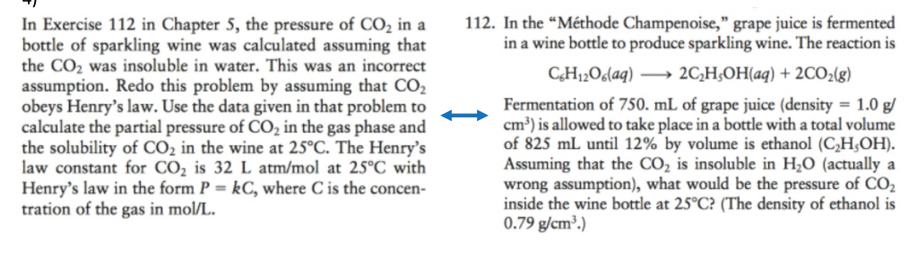 In Exercise 112 in Chapter 5, the pressure of CO_2 in | Chegg.com