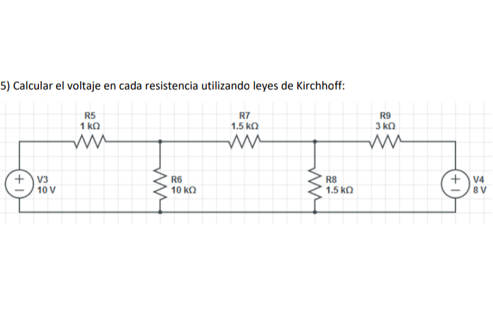 Solved 5) Calcular el voltaje en cada resistencia utilizando | Chegg.com