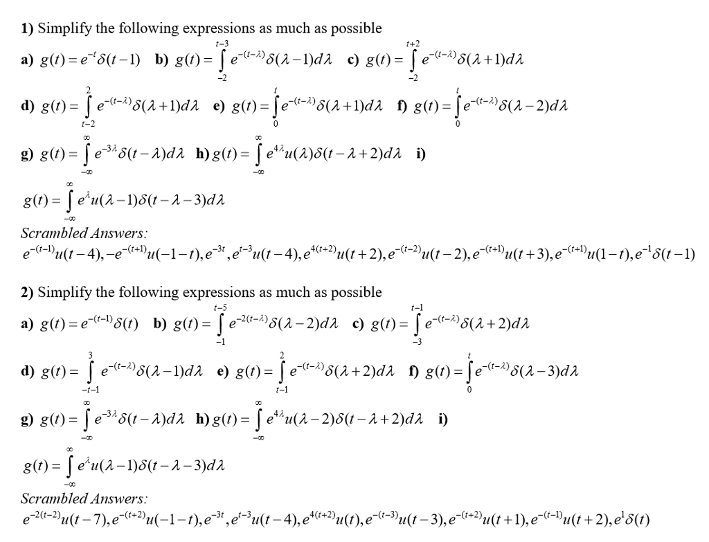 Solved Simplify the following expressions as much as | Chegg.com