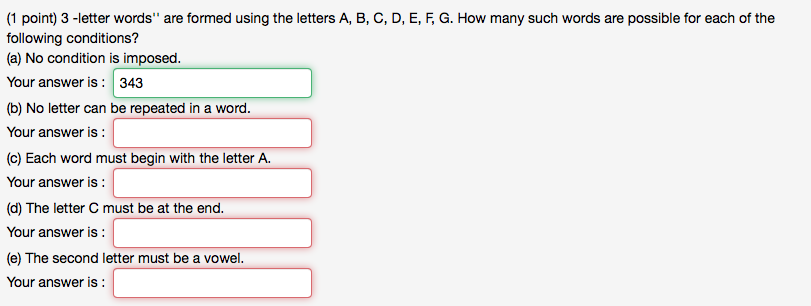Solved 3 -letter words" are formed using the letters A, B, | Chegg.com