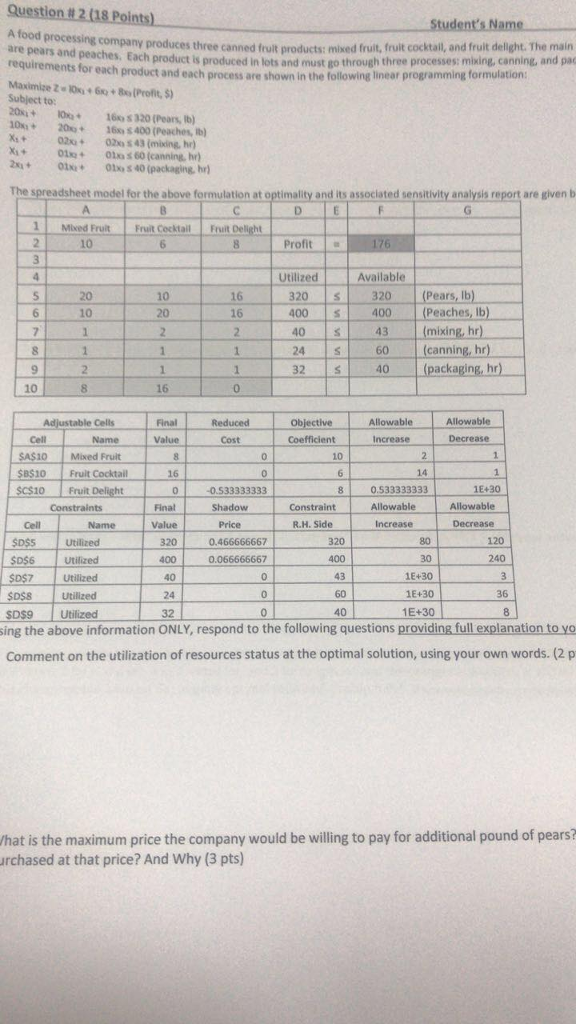 Question 82(18 Points). are pears and Each Maximize 2
