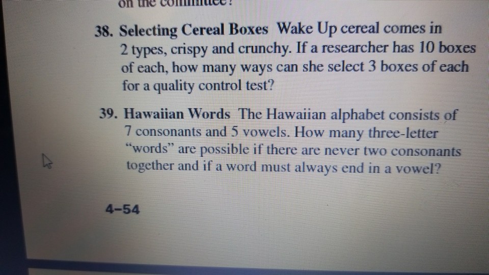 Solved Selecting Cereal Boxes Wake Up cereal comes in 2