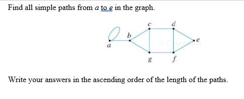Solved Find all simple paths from a to e in the graph Write | Chegg.com