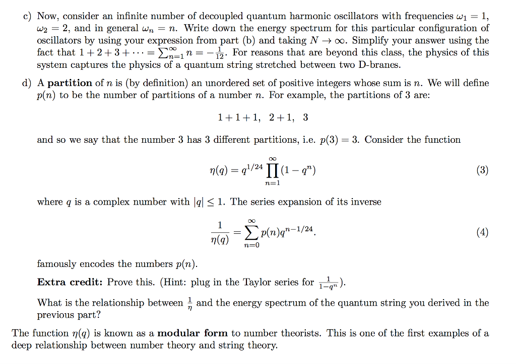 6. Ramanujan and string theory: In this problem, you | Chegg.com