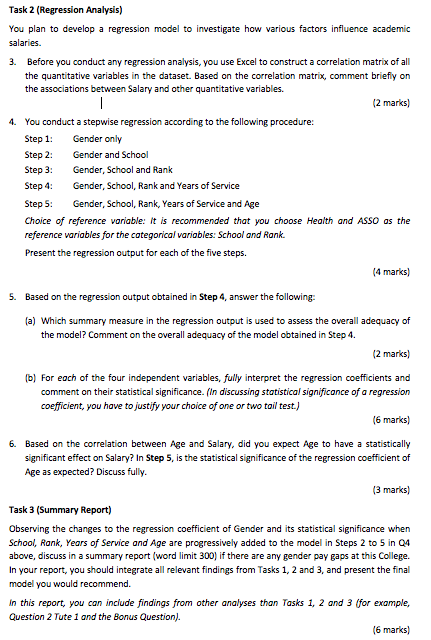 Solved Task 2 (Regression Analysis) You plan to develop a | Chegg.com