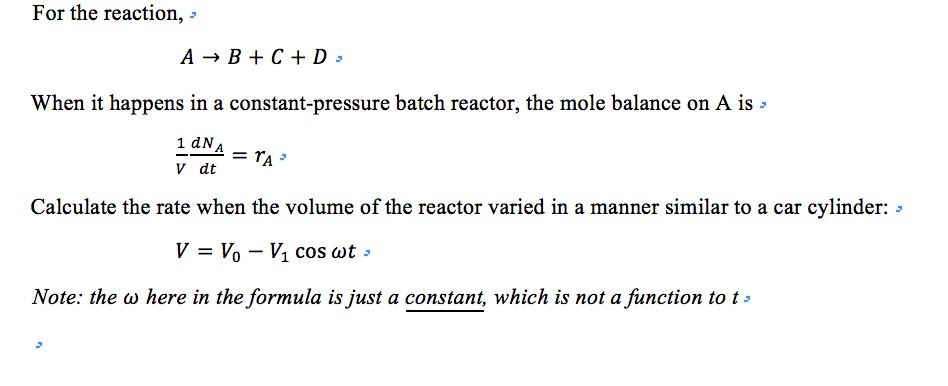 Solved 1. For the first order reaction A to B, calculate the | Chegg.com