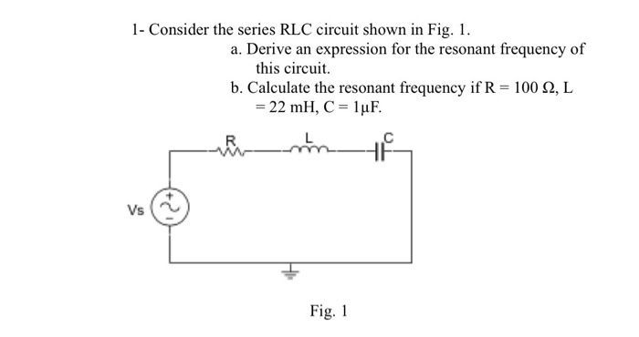 Solved Consider The Series RLC Circuit Shown In Fig. 1. | Chegg.com