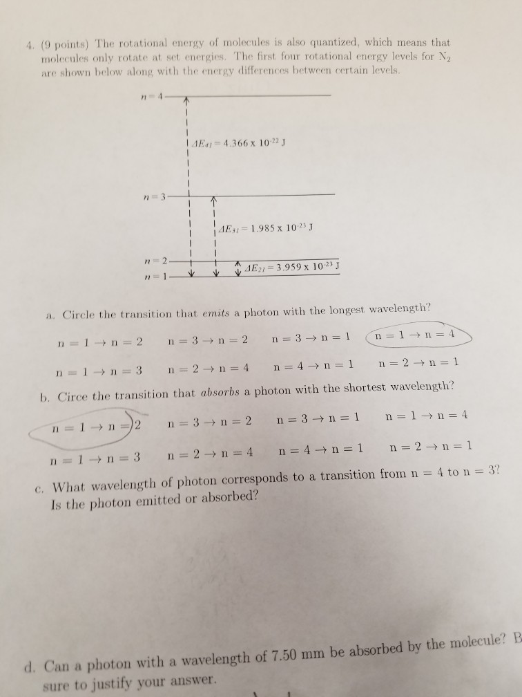 Solved (9 points) The rotational energy of molecules is also | Chegg.com