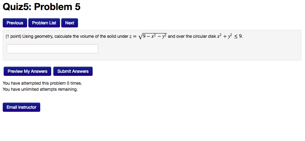 Solved Quiz5: Problem 5 Previous Problem List Next (1 point | Chegg.com