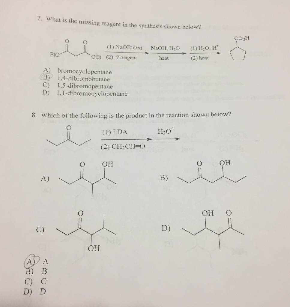 Solved What is the missing reagent in the synthesis shown | Chegg.com