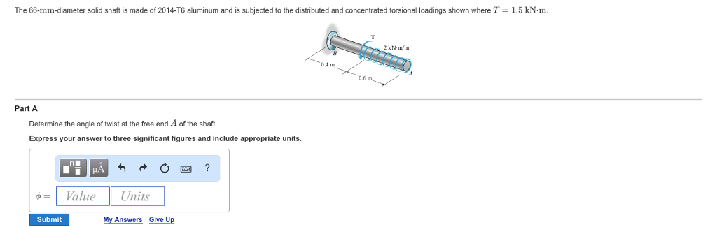 Solved The 66 - mm - diameter solid shaft is made of 2014 - | Chegg.com