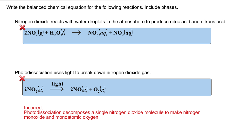 Solved Write the balanced chemical equation for the