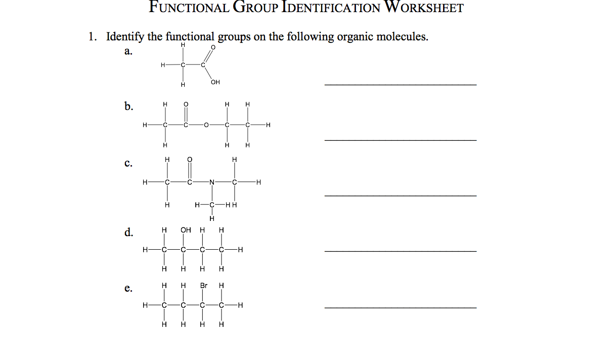Identifying Functional Groups Worksheet With Answers Ivuyteq