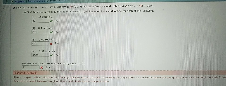 Solved 3/5 points I Previous Answers If a ball is thrown | Chegg.com