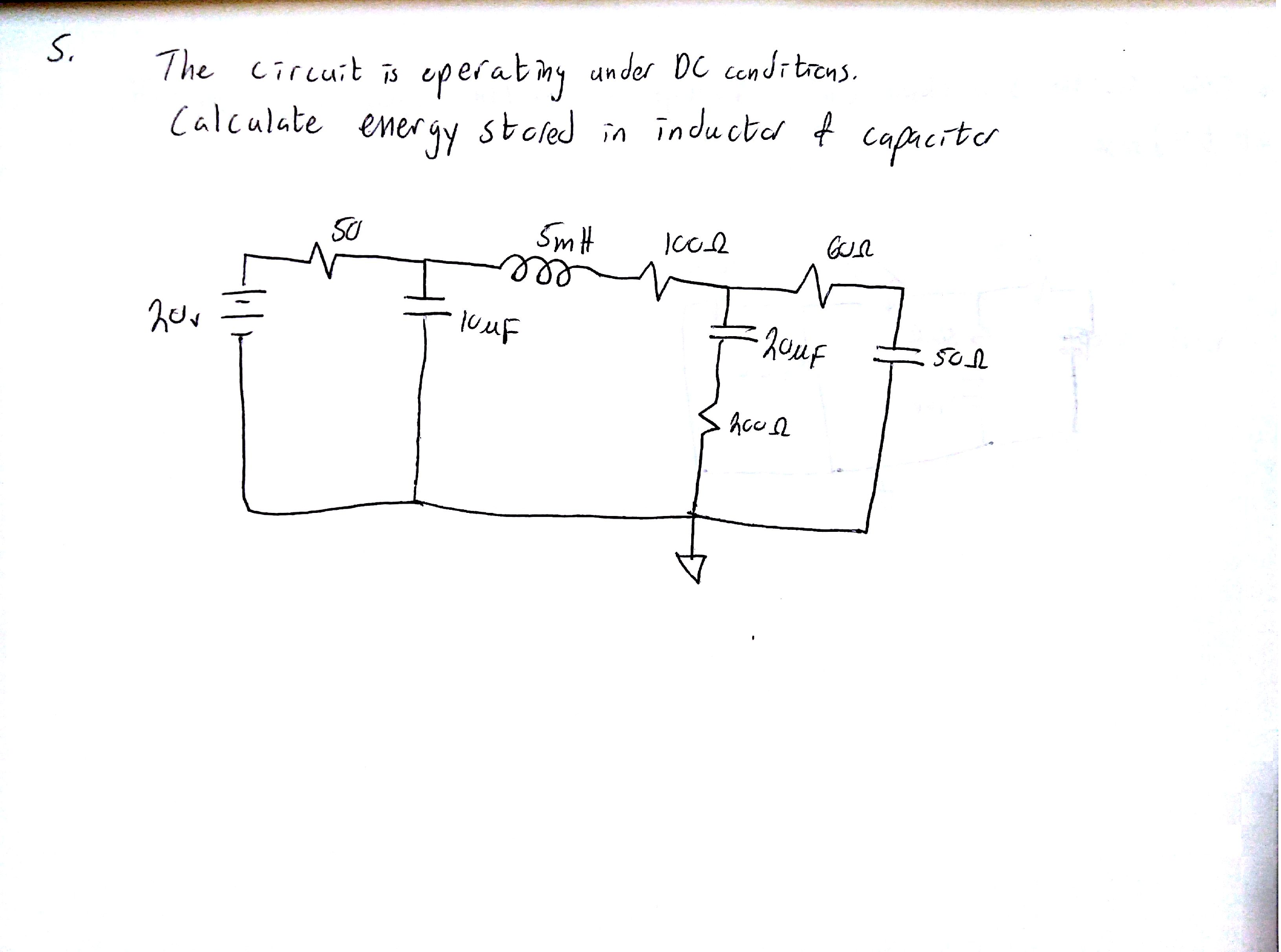 Solved The circuit is operating under DC conditions.