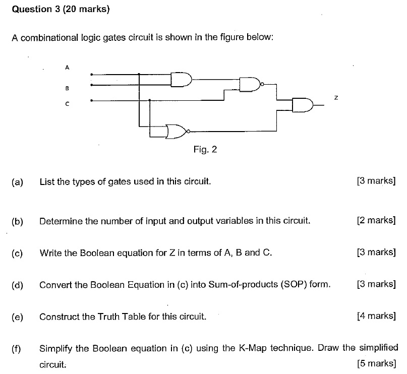 Solved Question 3 (20 marks) A combinational logic gates