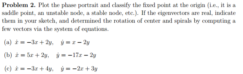 Solved Plot the phase portrait and classify the fixed point | Chegg.com