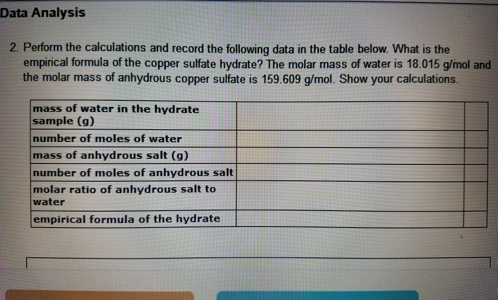 Solved Experiment 1 Remove the Water of Hydration from