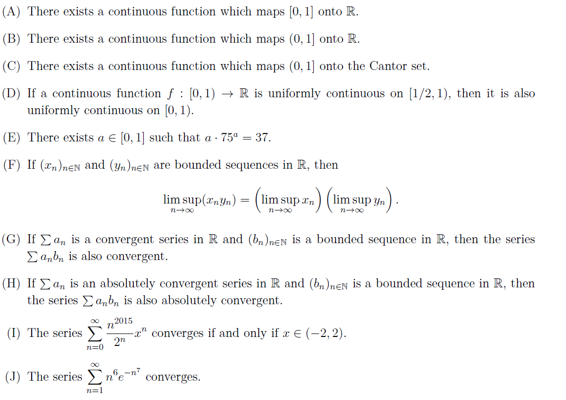 Solved Determine Whether Each Of The Following Statements Is | Chegg.com