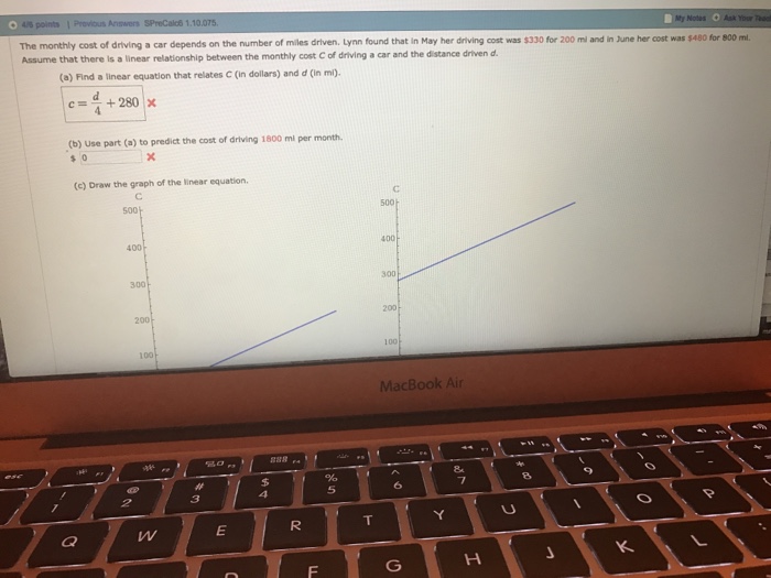 Solved The monthly cost of driving a car depends on the