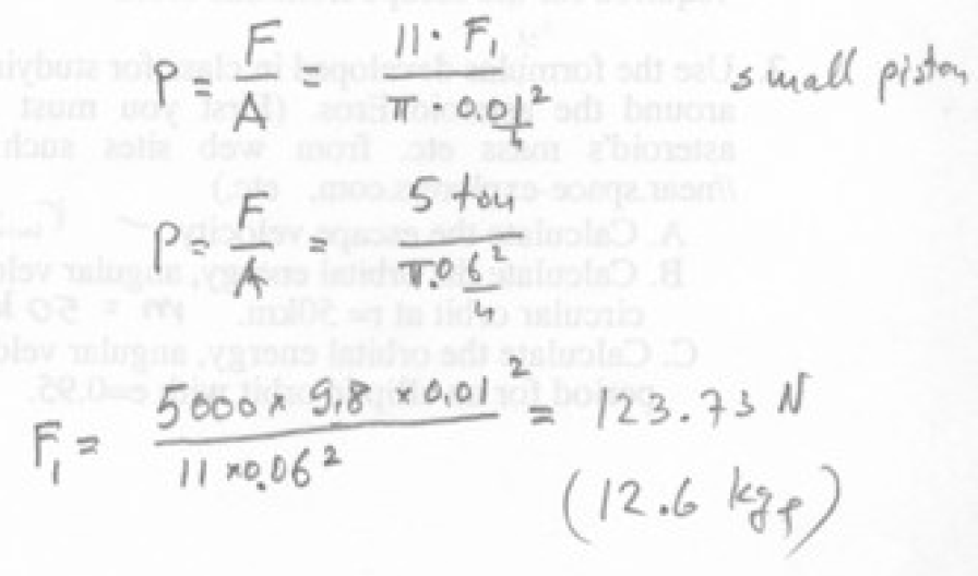 Solved A hydraulic jack is used to lift a 5 metric ton
