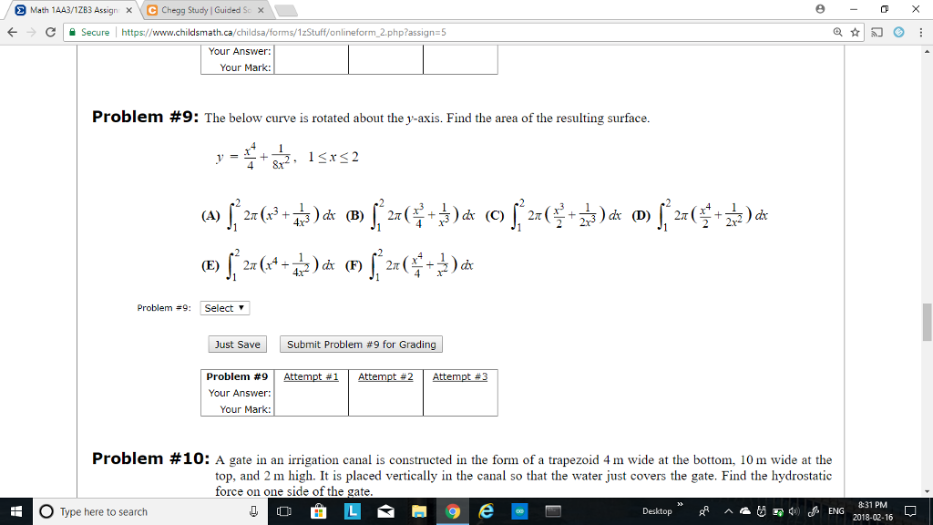 Solved Math 1AA3/1 ZB3 Assign chegg Study | Guided S/X ← → c | Chegg.com