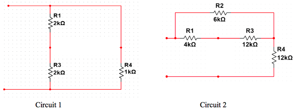 Solved R2 R1 R1 R3 R4 R4 R3 Circuit 2 Circuit 1 | Chegg.com