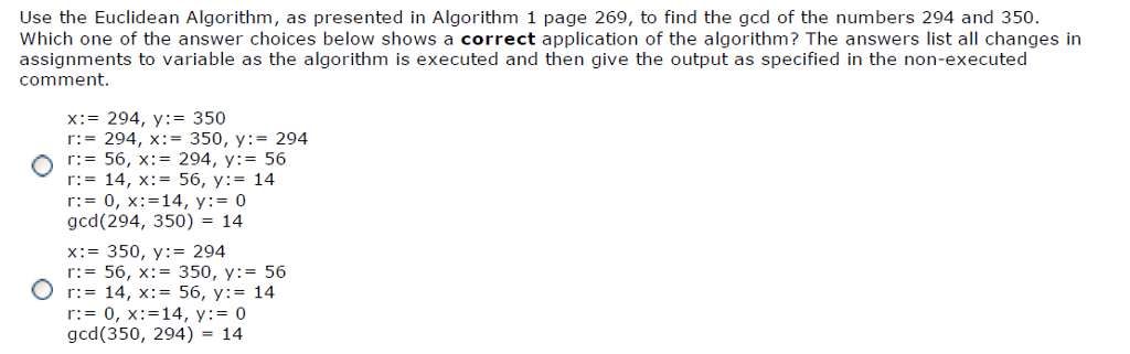 Solved Use the Euclidean Algorithm, as presented in | Chegg.com