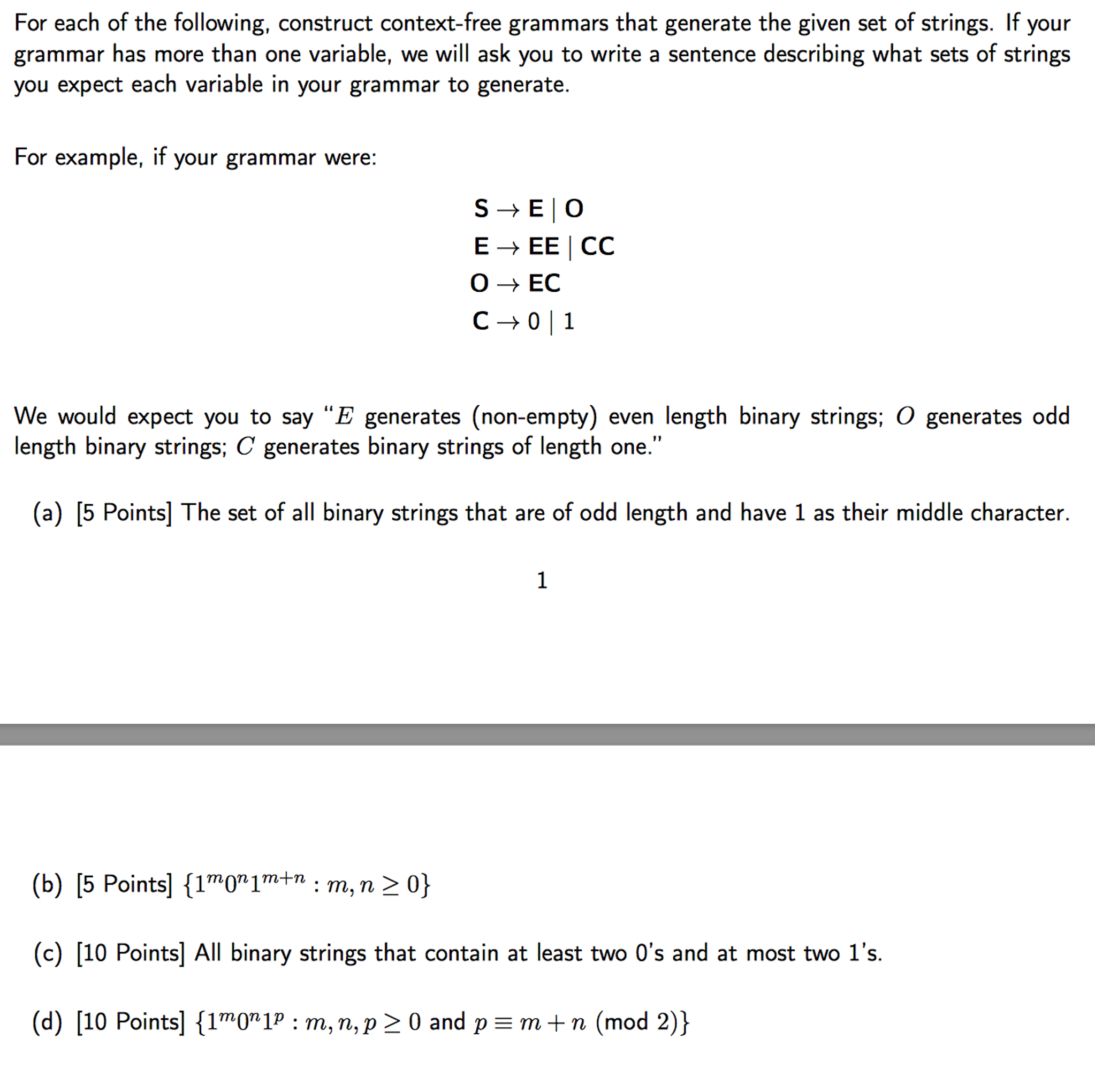 For each of the following, construct context-free | Chegg.com