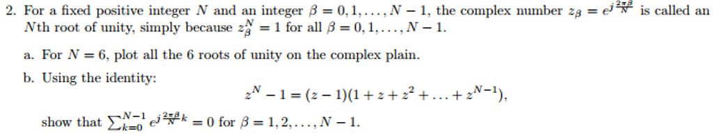 Solved For a fixed positive integer N and an integer (beta = | Chegg.com