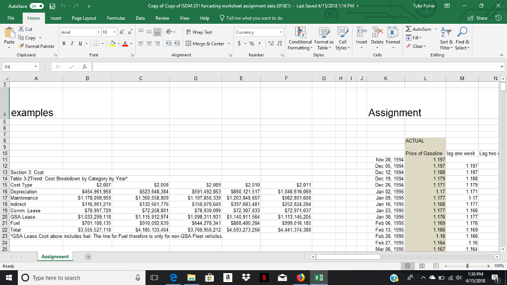 Solved Copy of Copy of ISOM 251 forcasting worksheet | Chegg.com