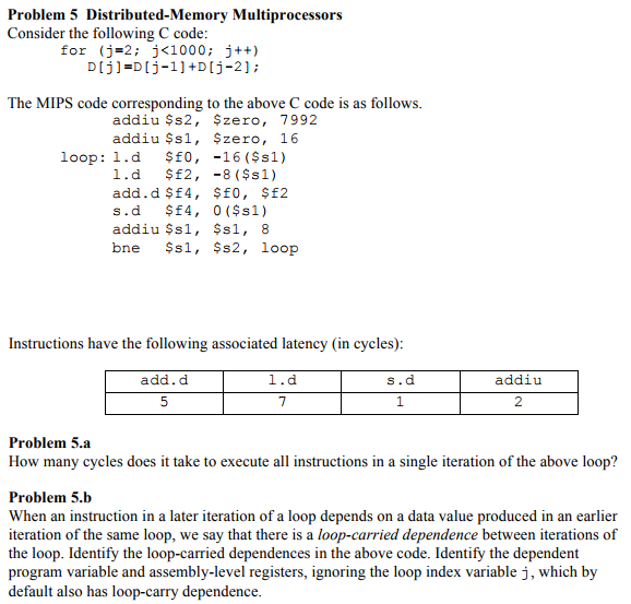 Problem 5 Distributed-Memory Multiprocessors Consider | Chegg.com