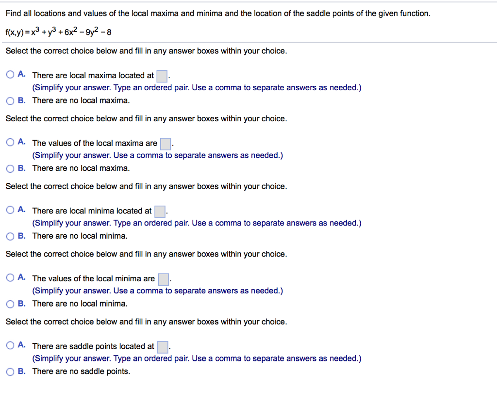 Solved find all locations and values of the local maxima and chegg