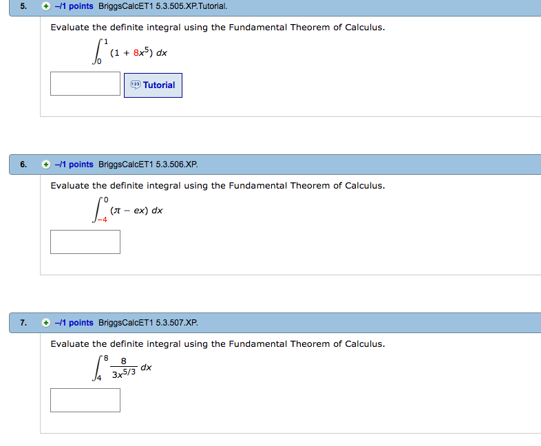 evaluate integral using fundamental theorem of calculus