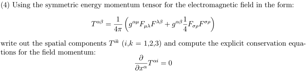 Solved (4) Using the symmetric energy momentum tensor for | Chegg.com