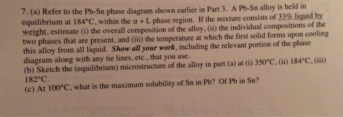 Solved Refer to the Pb-Sn phase diagram shown earlier in | Chegg.com