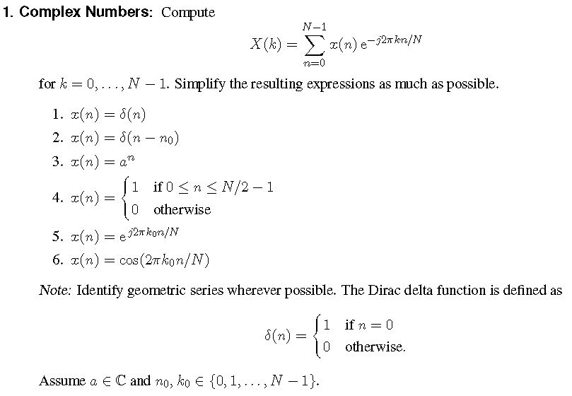 Solved Complex Numbers: Compute for k = 0,...,N-1. Simplify | Chegg.com