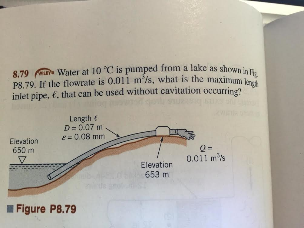 Solved 8.79 Water at 10 degree C is pumped from a lake as | Chegg.com