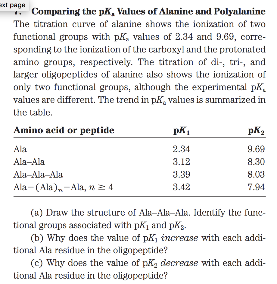 Solved xt page Comparing the pKa Values of Alanine and | Chegg.com